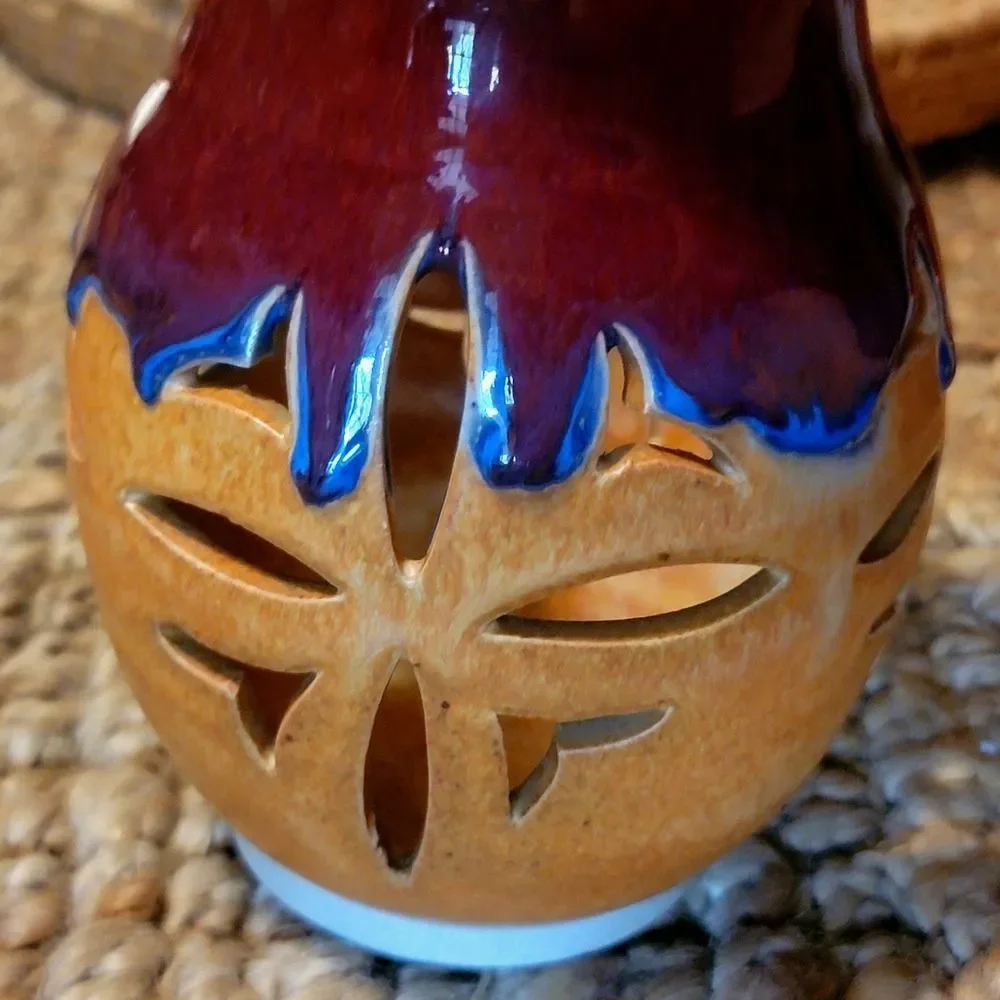 Walt Glass signed Art Pottery Vintage McQueeney San Antonio TX '80's Drip Glaze